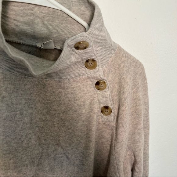 J. Crew Factory Wide Button-Collar Tunic Sweatshirt Oatmeal Heather - Picture 8 of 16